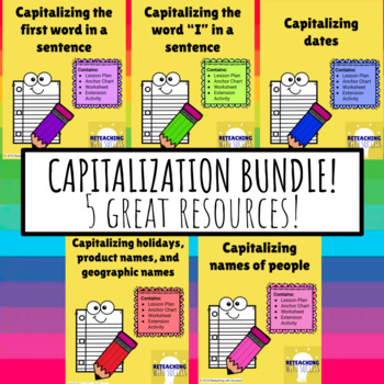 Preview of Capitalization Bundle - K, 1st, and 2nd grade (L.K.2, L.1.2 & L.2.2)