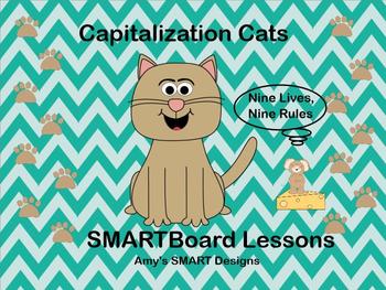 Preview of Capitalization Cats SMARTBoard lessons with Printable Center