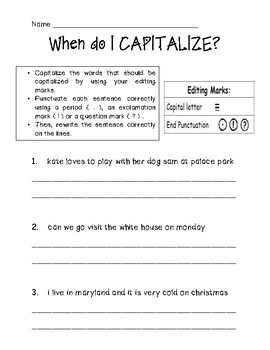 Capitalization Check / Test - Common Core Aligned by Learning In Paradise