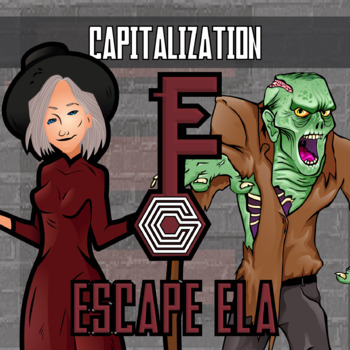 Preview of Capitalization Escape Room Activity - Printable & Digital Game - Halloween Theme