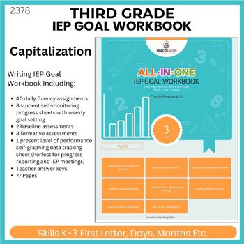 Preview of Capitalization IEP Goal Workbook Covering Skills K-3rd
