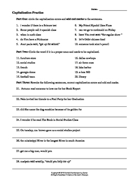 Preview of Capitalization Practice Worksheet