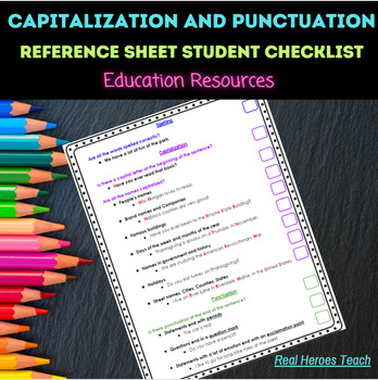 Preview of Capitalization & Punctuation Rules Cheat / Reference Sheet / Student Checklist