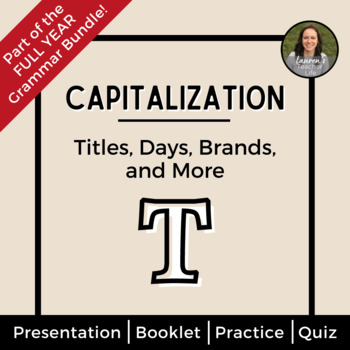 Preview of Capitalization Mini Unit - Booklet - Slides - Practice - Quiz - Daily Grammar