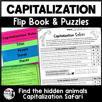 Preview of Capitalization Rules Flip Book and Puzzles for fun Practice with Capital Letters