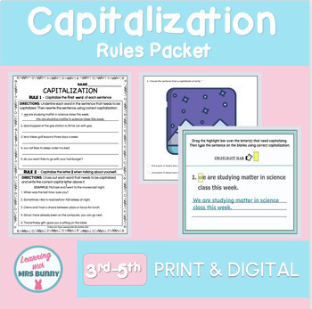 Preview of Capitalization Rules Print and Digital Practice Packet