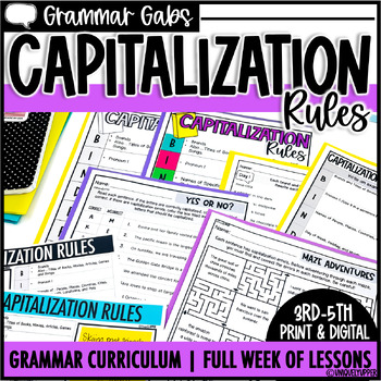 Preview of Capitalization Rules Worksheets, Activities, and Anchor Charts