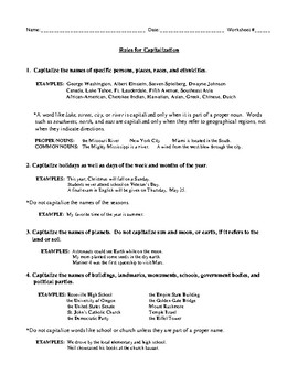 Preview of Capitalization Rules and Worksheet Review #4 with Detailed Answer Key