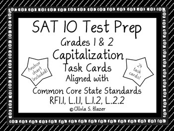 Preview of Capitalization Task Cards - Grades 1 & 2 - SAT-10 Test Prep