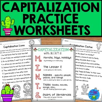 Preview of Capitalization Worksheets for Capitalization Practice Volume 1