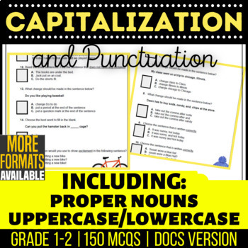 Preview of Capitalization and Punctuation Google Docs Worksheets Proper Nouns Grade K 1 2