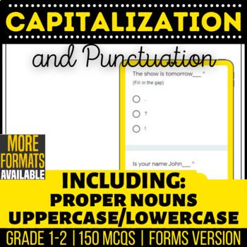 Preview of Capitalization and Punctuation Google Forms | Proper Nouns Grammar Grade K 1 2