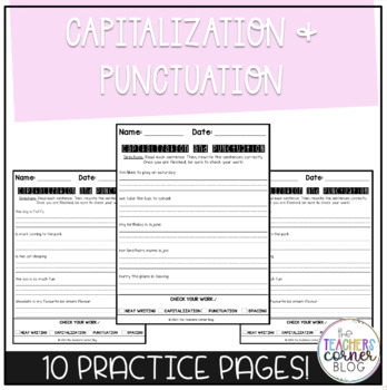 Preview of Capitalization and Punctuation  | Practice Pages | Rewriting Sentences