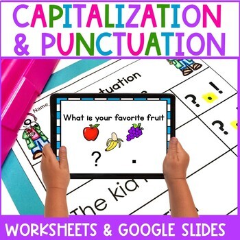 Preview of Capitalization and Punctuation Practice Worksheets Google Classroom Activity