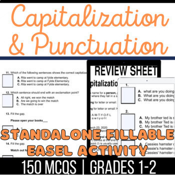 Preview of Capitalization and Punctuation Standalone Fillable Easel Activity: 1st-2nd Grade