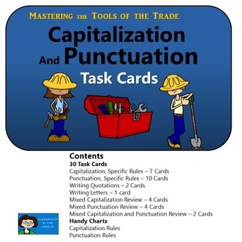 Preview of Capitalization and Punctuation Task Cards - Print and Easel Versions