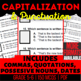 Capitalization and Punctuation Worksheets: Commas, Quotations, Possessive Nouns