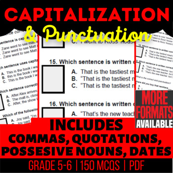 Preview of Capitalization and Punctuation Worksheets Commas Quotations Possessive Nouns