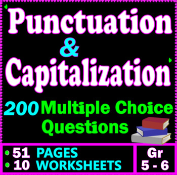 Preview of Capitalization and Punctuation Worksheets & Practice. 5th-6th Grade ELA Reviews