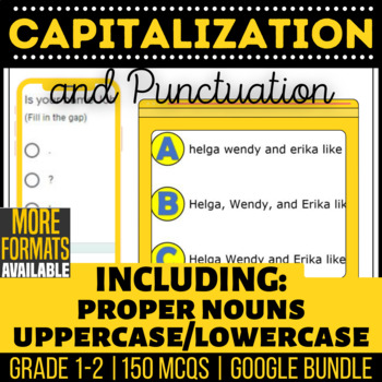 Preview of Capitalization and Punctuation Google Review Worksheets Slides Forms Grade K 1 2