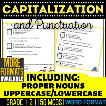 Preview of Capitalization and Punctuation Word Worksheets Incl Proper Nouns K 1st 2nd Grade