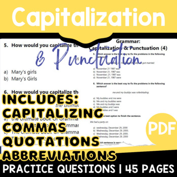 Preview of Capitalization and Punctuation Worksheets Quotations Abbreviations Dates