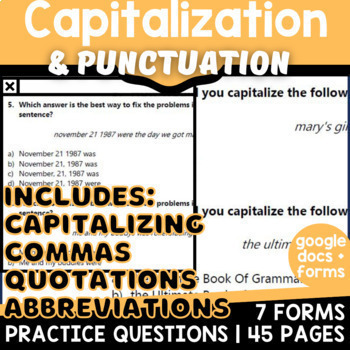 Preview of Capitalization and Punctuation Worksheets and Forms Commas Digital Resources