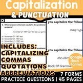 Capitalization and Punctuation Worksheets and Forms Commas