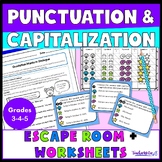Capitalization and Punctuation Worksheets and ELA Escape Room 