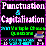 Capitalization and Punctuation worksheets. 200 MCQs. 5th-6