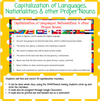 Preview of Capitalization of Languages, Nationalities, & other Proper Nouns.