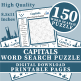 Capitals Word Search Puzzle Worksheet Activity