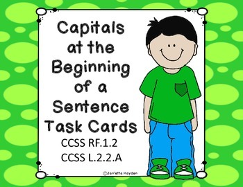 Preview of Capitals at the Beginning of a Sentence Task Cards