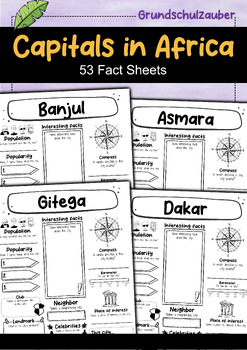 Preview of Capitals in Africa - 53 fact sheets Material pack (English)