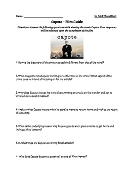 Preview of Capote Film Viewing Guide