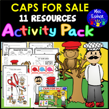 Preview of Caps for Sale - 11 Resources Pack, Letter C, Sight Words, Phonics BOOM CARDS