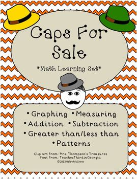 Preview of Caps for Sale Graphing & Patterns Math Activity Set