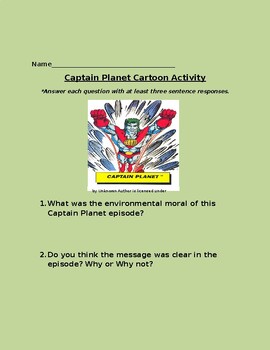 Preview of Captain Planet Cartoon, Environmental Activity