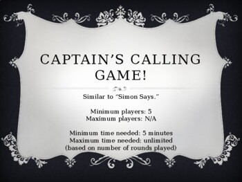 Preview of Captain's Calling Game Directions