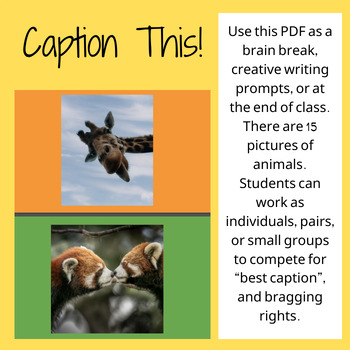 Preview of Caption This! An Activity for Creative Writing, Brain Breaks, or Just Because