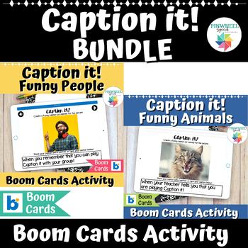 Preview of Caption it! Funny Animals and People Boom Cards Bundle Speech Therapy Group Game