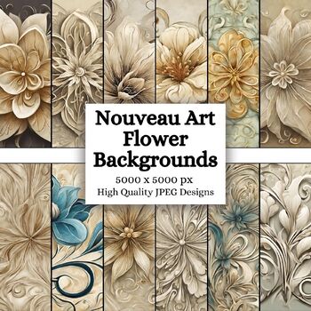 Preview of Captivating Nouveau Art Flower Backgrounds - Perfect for Your Creative Projects