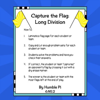 Capture The Flag: Long Division Game- 6.NS.2