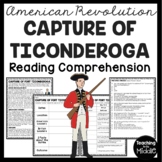 Capture of Fort Ticonderoga Reading Comprehension Workshee