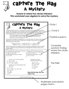 Preview of Capture the Flag A Mystery Worksheets and Solutions - Intersecting Circles Set 1