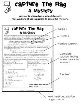 Preview of Capture the Flag A Mystery Worksheets and Solutions - Intersecting Circles Set 2