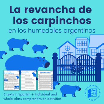 Preview of Capybaras' Revenge (Current Events) - 3 versions + activities in Spanish