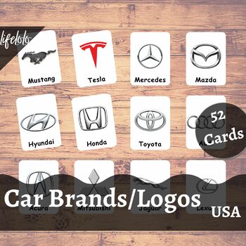 Preview of Car Brands - Car Logos, Automotive Logos, USA Car Companies, 52 Flash Cards