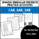 Car, Gar, Zar Verbs Spanish Irregular Preterite Activities