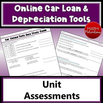 Preview of Car Loan & Depreciation Online Tools Unit Assessments